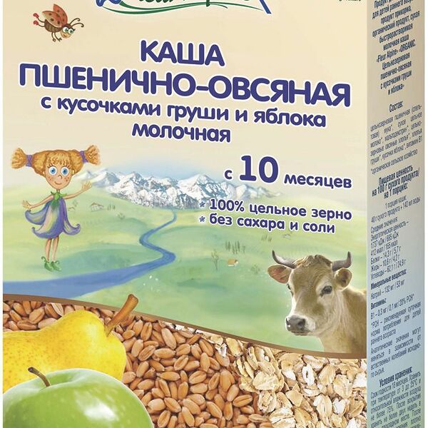 Каша молочная пшенично-овсяная Fleur Alpine с кусочками груши и яблока с 10 месяцев