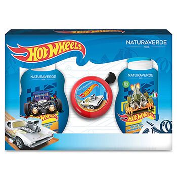 Набор подарочный Hot wheels велосипедный звонок (шампунь и гель для душа 250 мл + жидкое мыло 250 мл + велосипедный звонок) Италия