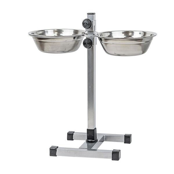 HOMEPET Подставка с мисками регулируемая D 18см 2х0,7л до 40см Хром