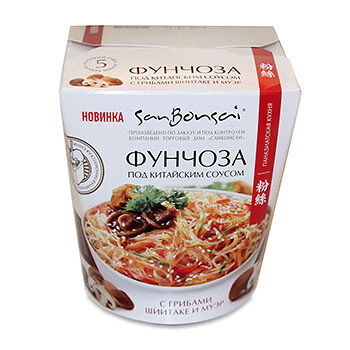 Вермишель SanBonsai фунчоза под китайским соусом с грибами шиитаке и муэр 120г Россия