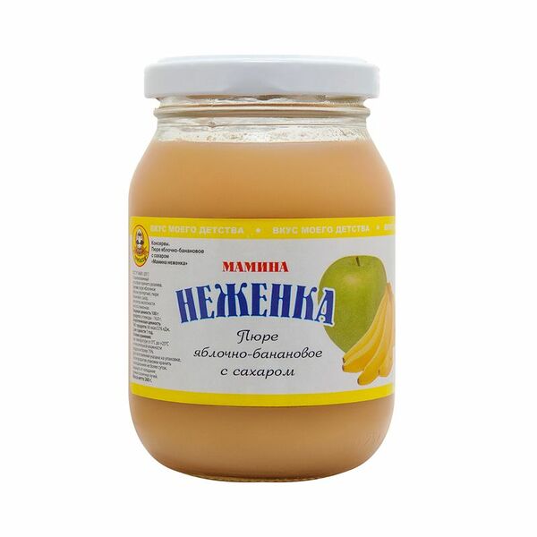 Пюре яблочно-банановое Мамина Неженка с сахаром