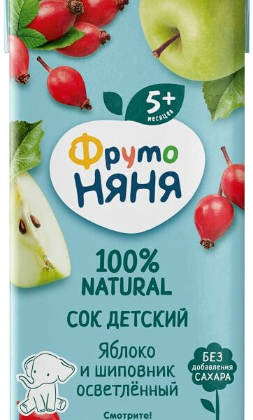 Сок ФрутоНяня Яблоко и шиповник с 5 месяцев 200мл