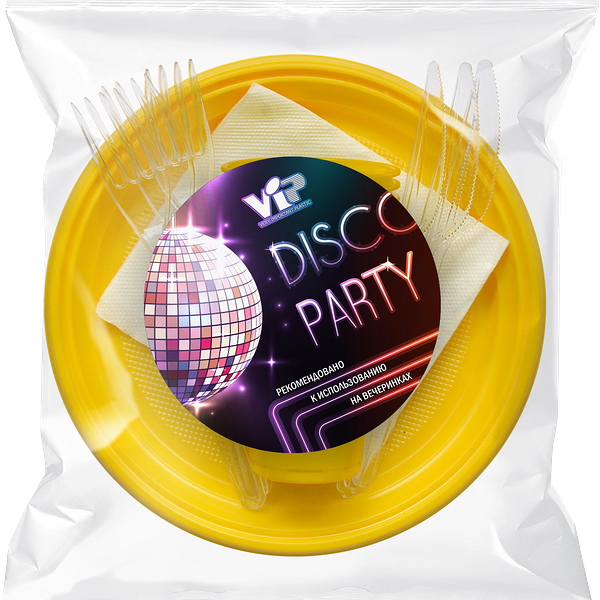 Набор одноразовой посуды ИнтроПластика на 6 персон цветной