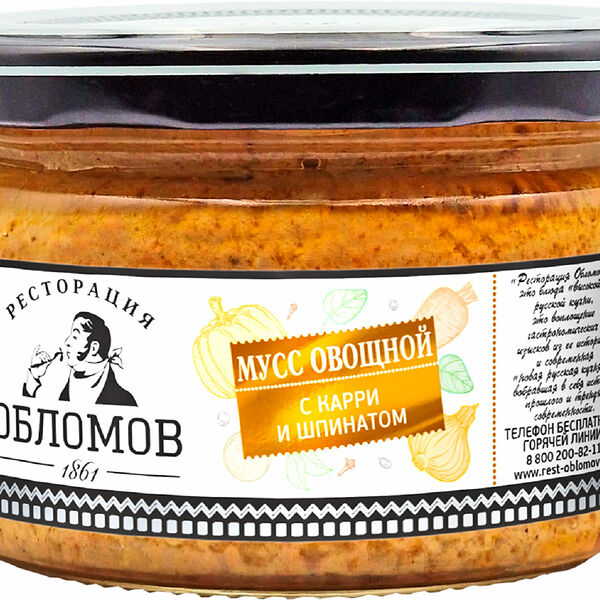 Мусс овощной Ресторация Обломов карри шпинат 230г
