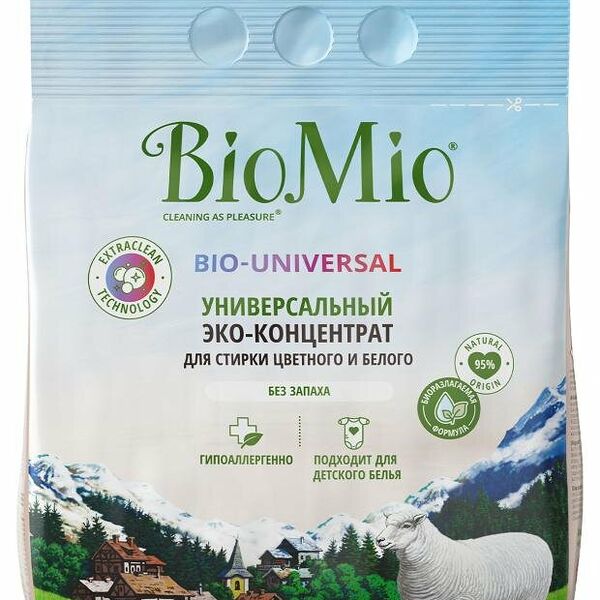 Стиральный порошок BioMio универсальный для цветных и белых вещей, 2.4 кг