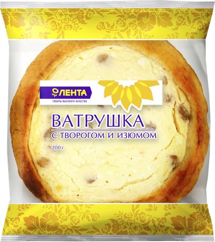 

Ватрушка ЛЕНТА Домашняя аппетитная с творогом и изюмом, 200г