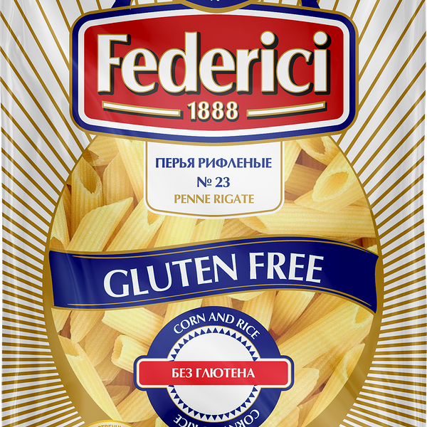 Макароны безглютеновые FEDERICI Перья рифленые, 400г