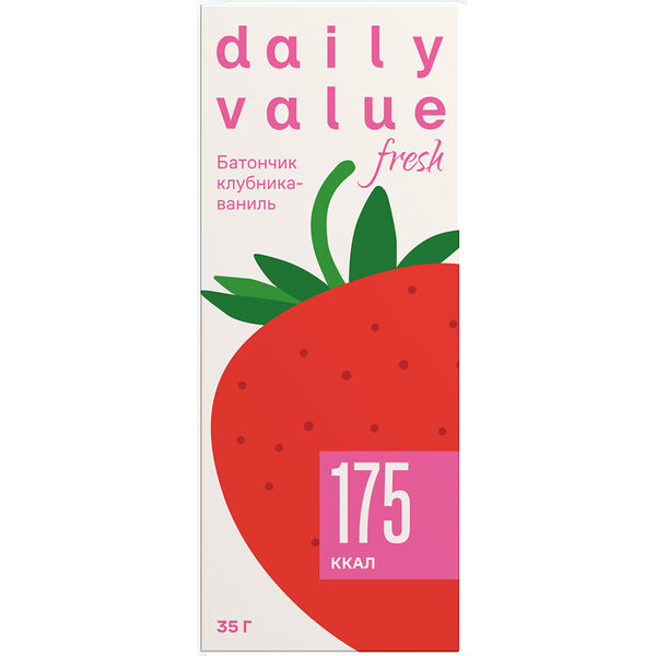 Батончик Daily Value Клубника-Ваниль Fresh низкоуглеводный десертный 35г