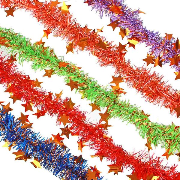 Мишура со звездами Сноубум, 9x200см, пвх, 5 цветов в ассортименте, 1 шт