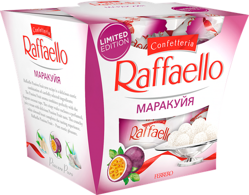 

Конфеты в коробке Raffaello с цельным миндальным орехом в кокосовой обсыпке со вкусом маракуйя 150 г
