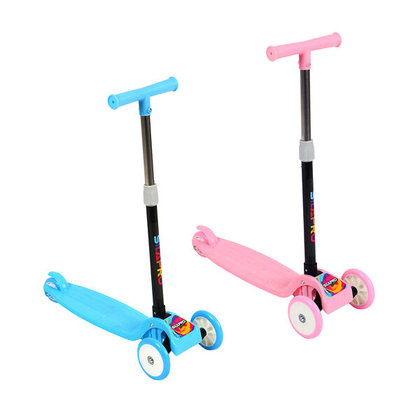 Silapro самокат 3-х колесный, складной, 56х21х58-62-66-70см, пвх колеса d11см, до 30кг, металл,пласт в ассортименте