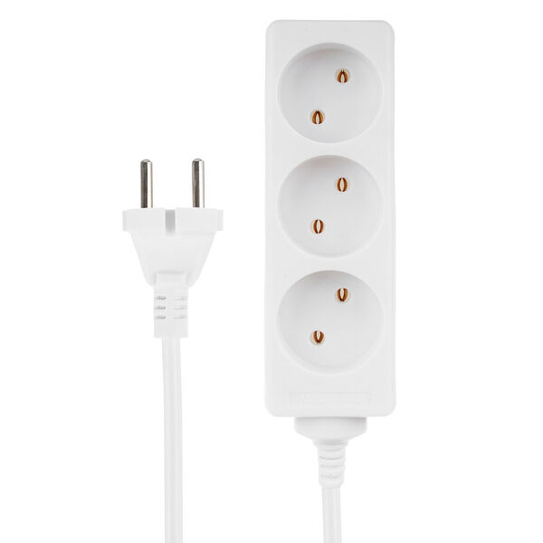 Forza удлинитель 3 гнезда, сеч. провода 1 кв.мм 2м, 10a, макс. мощность 2500вт