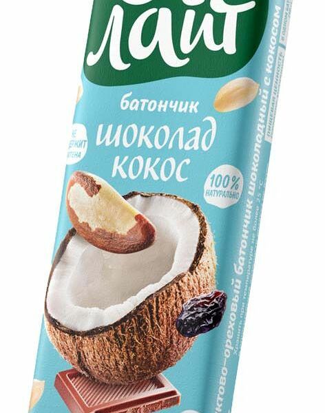 Батончик фрукт-ореховый Ол'Лайт шоколад с кокосом