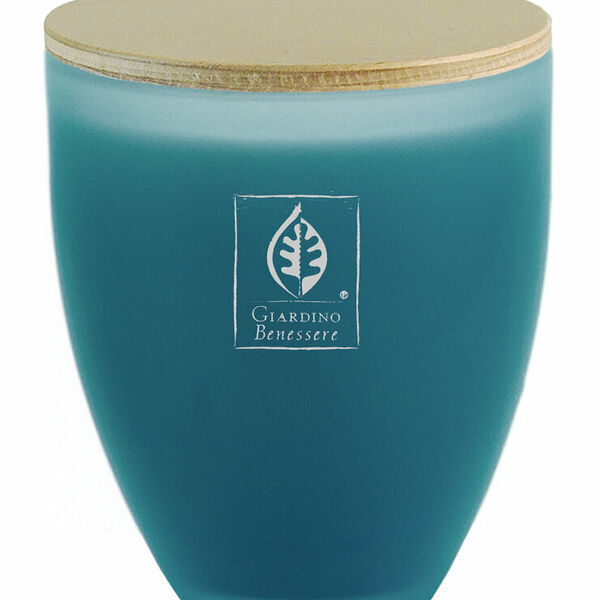 GIARDINO BENESSERE Pompei Garden Свеча в голубом стекле, 255 г
