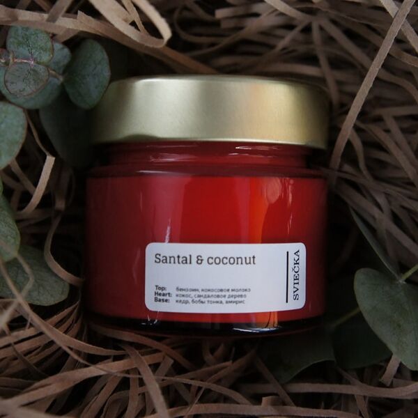 Аромасвеча с деревянным фитилём Santal & coconut