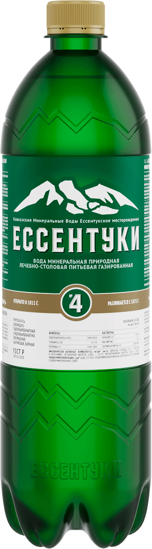 

Вода Ессентуки №4 минеральная природная питьевая лечебная газированная 1л