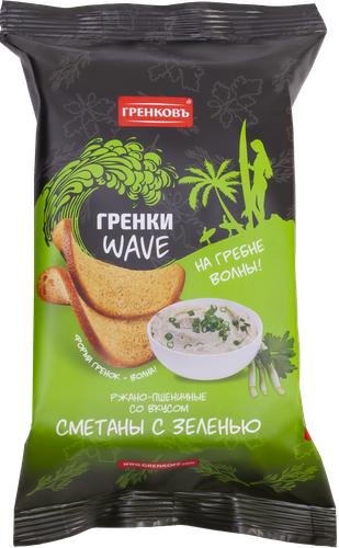 

Гренки Гренковъ Wave ржано-пшеничные со вкусом сметаны с зеленью 75 г
