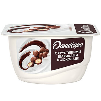 Творожок Даниссимо с хрустящими шариками в шоколадной глазури 7.2%, 130 г
