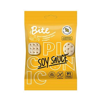 Крекеры безглютеновые Bite Picnic Soy Sauce Соевый соус, кунжут (без сахара) 60г, Россия