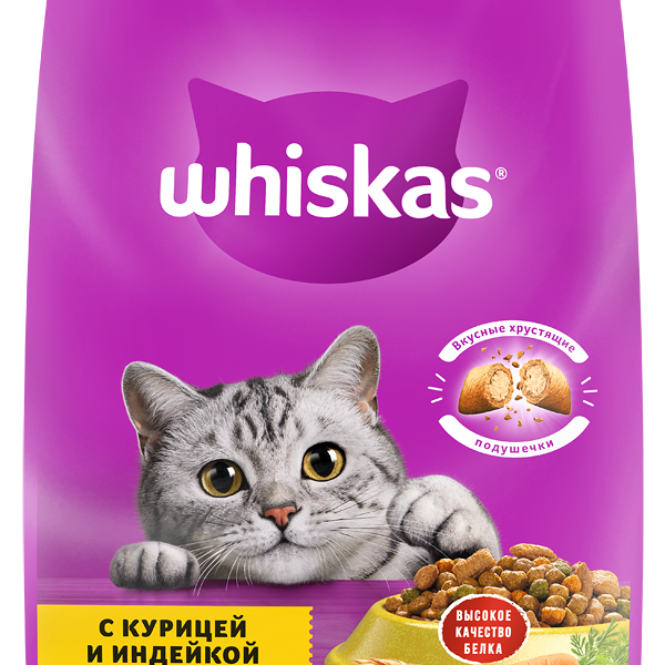 Сухой корм Whiskas® для кошек «Подушечки с паштетом. Ассорти с курицей и индейкой», 5кг