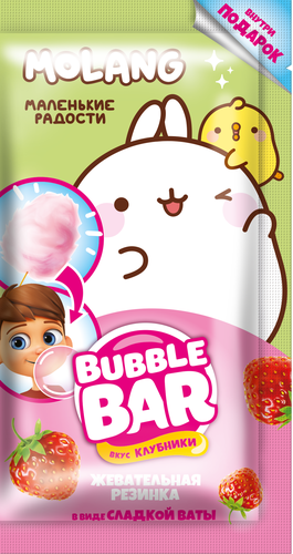 

Жевательная резинка Molang Bubble Bar сладкая вата со вкусом клубники с подарком 5 г