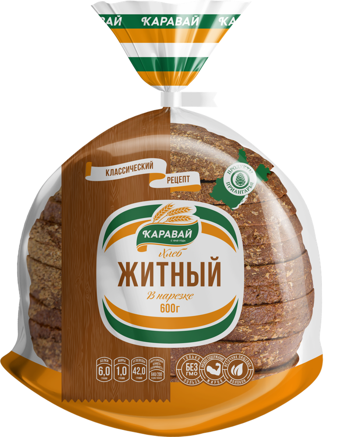 

Хлеб КАРАВАЙ Житный, в нарезке 600 г