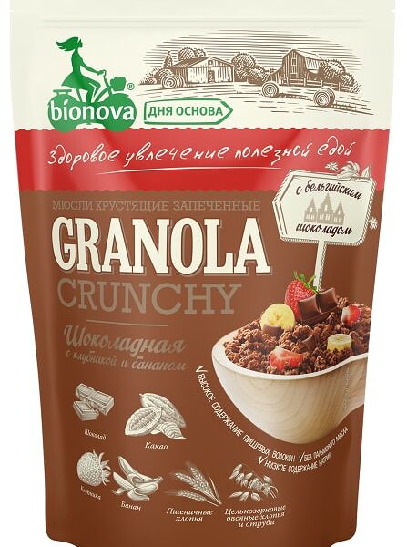 Мюсли Bionova шоколадно-клубничные 400г