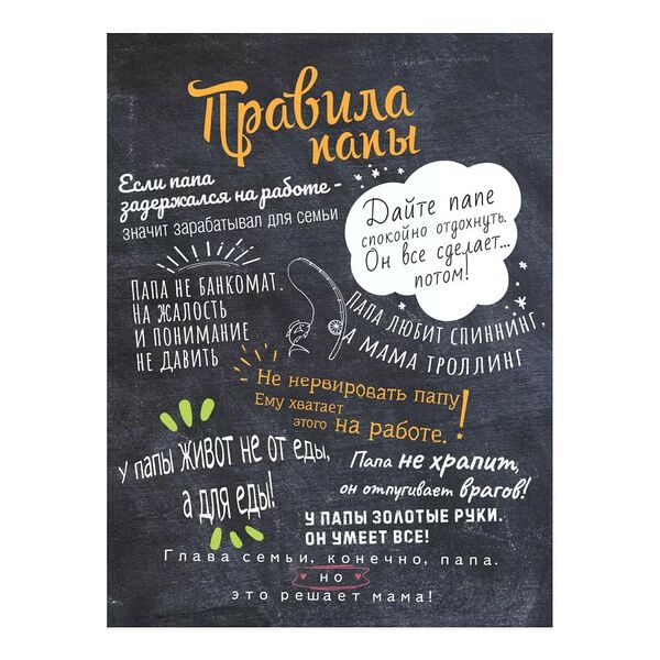 Картина на холсте Правила папы, 30х40 см