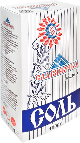 

Соль Славяночка поваренная пищевая сорт первый помол №1, 1кг