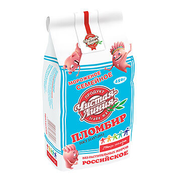 Мороженое пломбир Чистая Линия Семейное ванильный, 450г