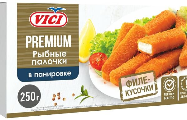 Рыбные палочки Vici из минтая филе-кусочки в панировке 250г