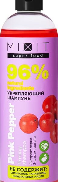 Шампунь MiXiT Super food Укрепляющий розовый перец и аргана 400мл