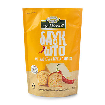 Сухари пшеничные цельнозерновые MANNA с сыром грюйер и сладкой паприкой 70г, Греция