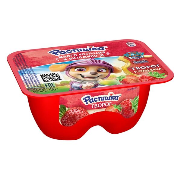 Творог Растишка Клубника 3.5%, 100 г