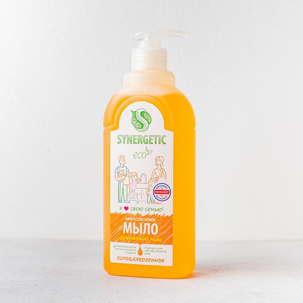 Жидкое мыло SYNERGETIC Фруктовый микс гипоаллергенное, 500 мл
