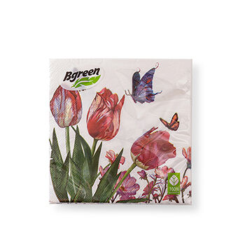 Салфетки бумажные Bgreen Дыхание весны 3сл 33х33см, 20шт., Россия