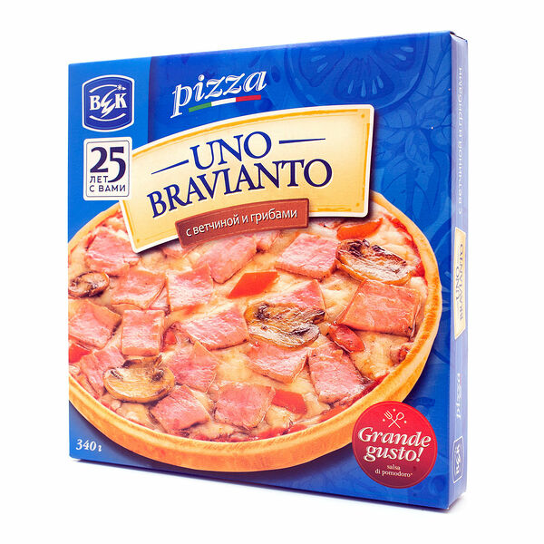 Пицца Век Uno Bravianto с ветчиной и грибами 340г