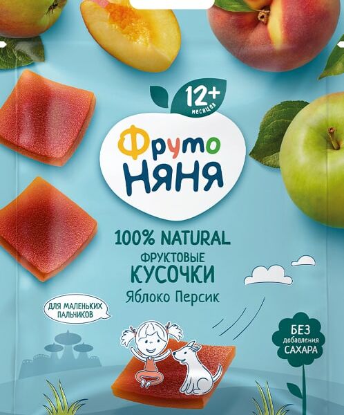 Кусочки фруктовые ФрутоНяня Яблоко-персик 56г