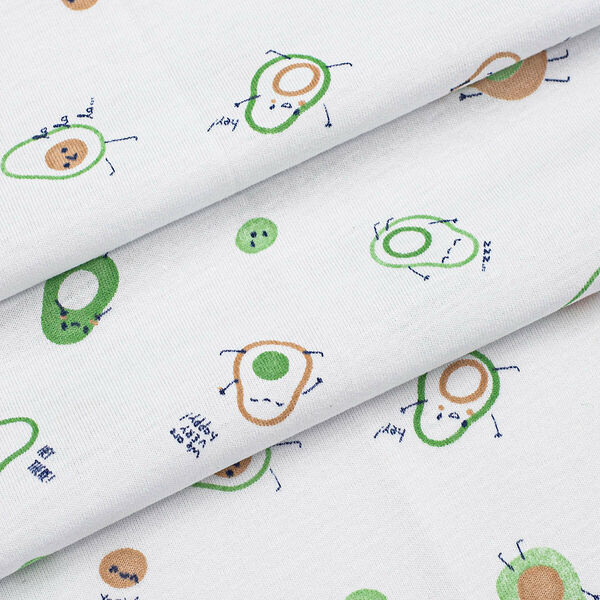 28969 Кулирная гладь 'Авокадики' 100% х/б (пл.145г/м2 ) 48см*50см +/-2см, бел (9000/7007/6018/4027)