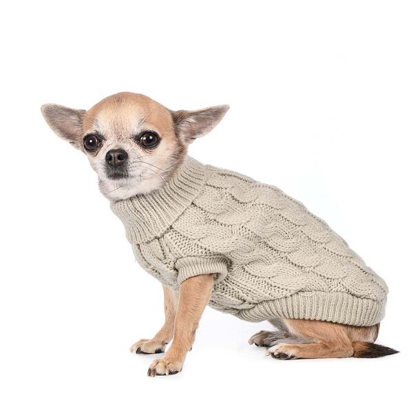 Свитер вязаный для собак 20см XS бежевый (унисекс)