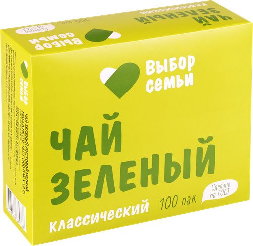 

Чай зеленый Выбор семьи мелкий, листовой 100 шт. 180 г