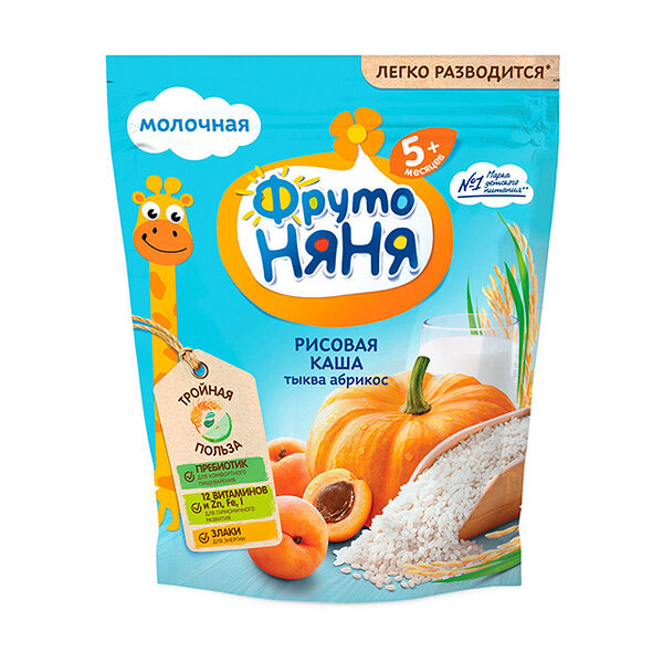Каша Фруто нянья молочный рис тыква абрикосы 200г