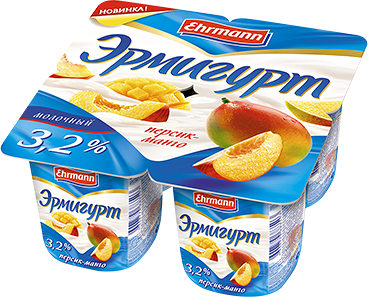 Продукт йогуртный Эрмигурт Персик-Манго 3,2% ТМ Ehrmann (Эрманн)