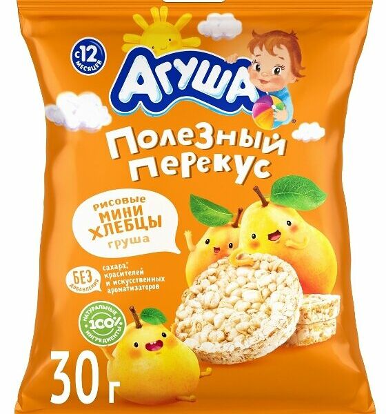 Мини-хлебцы рисовые Агуша Груша с 12 месяцев