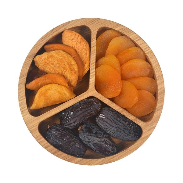 Подарочная тарелка Три порции с персиком, курагой и финиками 320г