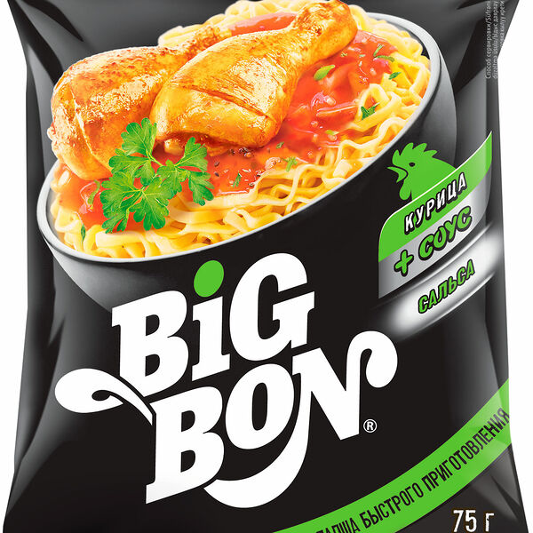 Лапша BigBon Курица с соусом сальса, 75 г
