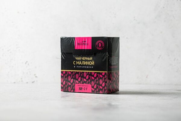 Чай черный ВкусВилл с малиной в пирамидках 30 г