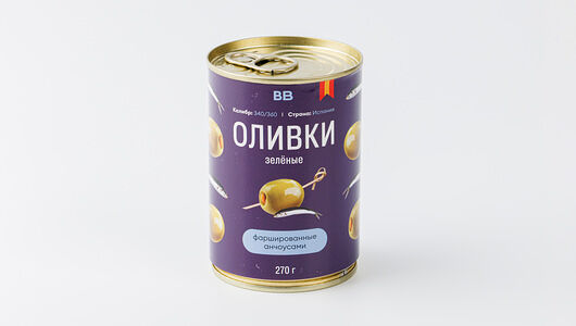 Оливки зеленые фаршированные анчоусами ВкусВилл