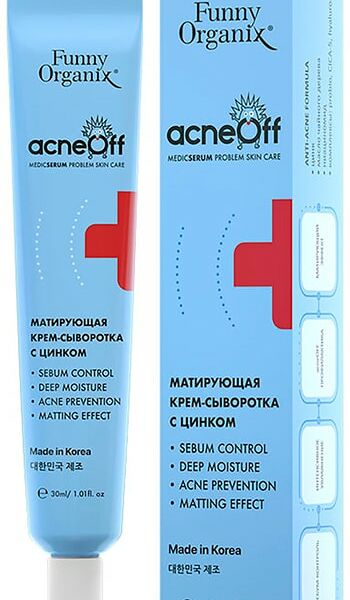 Крем-сыворотка для лица Funny Organix Матирующая с цинком для проблемной кожи лица 30мл