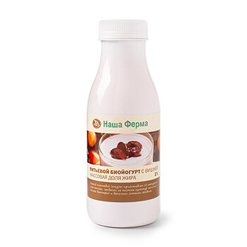 Биойогурт питьевой «Вишня» 1%, «Наша Ферма», Тверская область, БЗМЖ